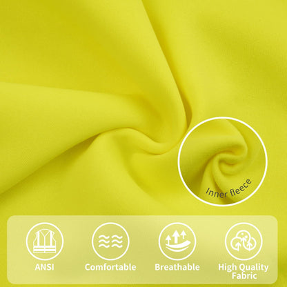 RadiantGear Hi-Vis Safety Hoodie Class 3 Reflective Yellow Size M