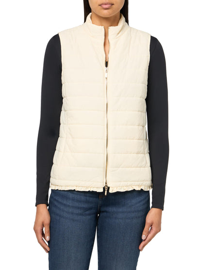 MULTIPLES Women's Plus Size Thru Collar Zip Pocket Quilted Vest, Winter White.