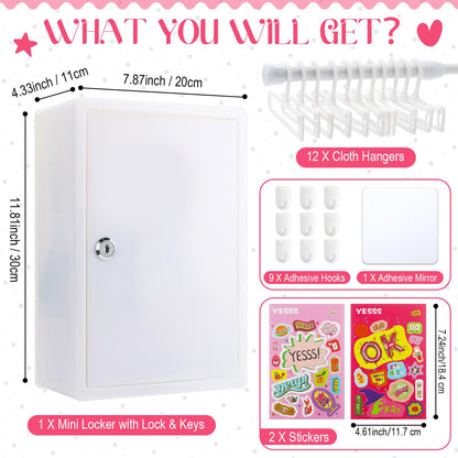 Geelin Mini Locker Keys Small Storage Cabinet Rectangular 11.81x3.94x4.33 Inch