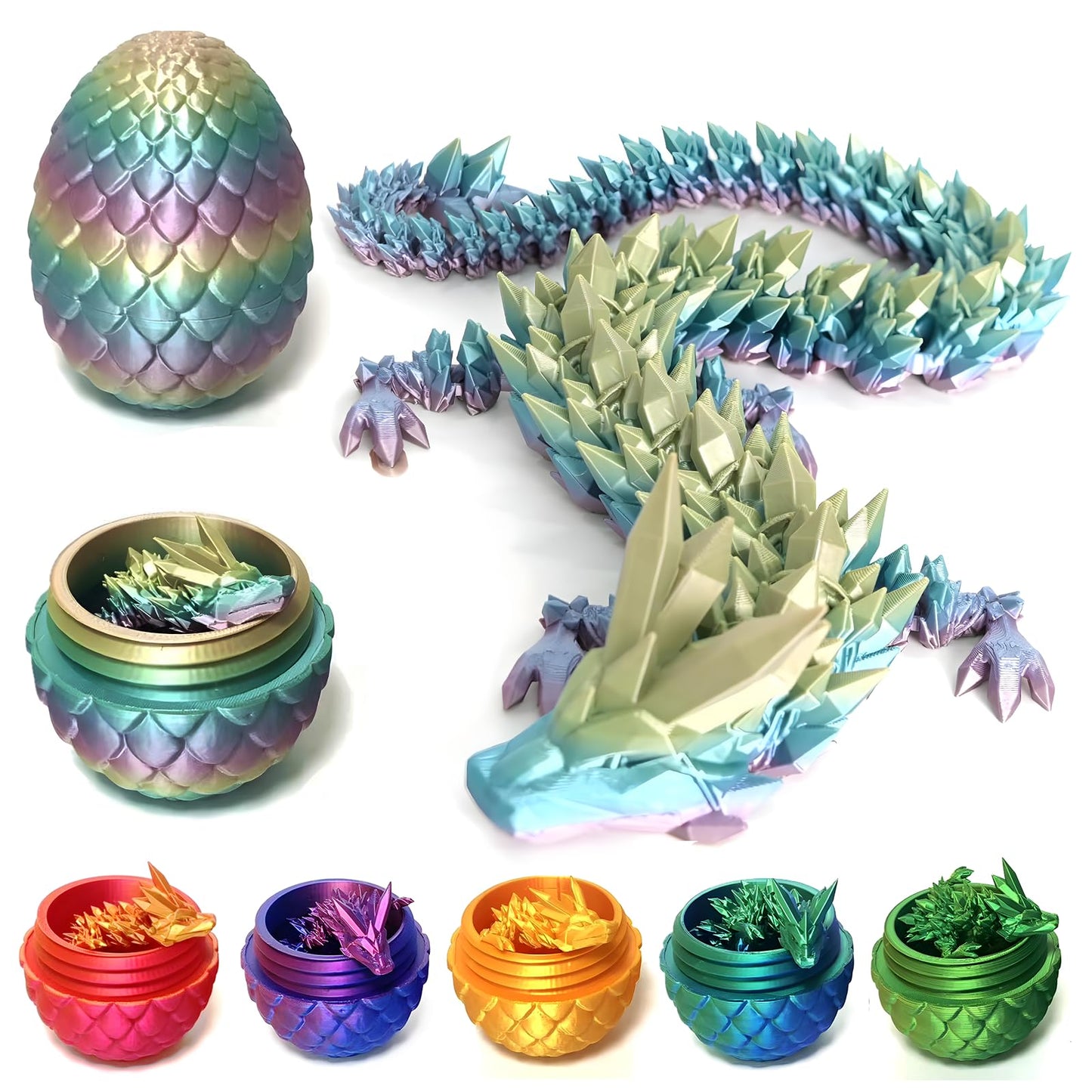 stepsin Easter Dragons 3D Printed Purple Crystal Dragon Egg Fidget Toy