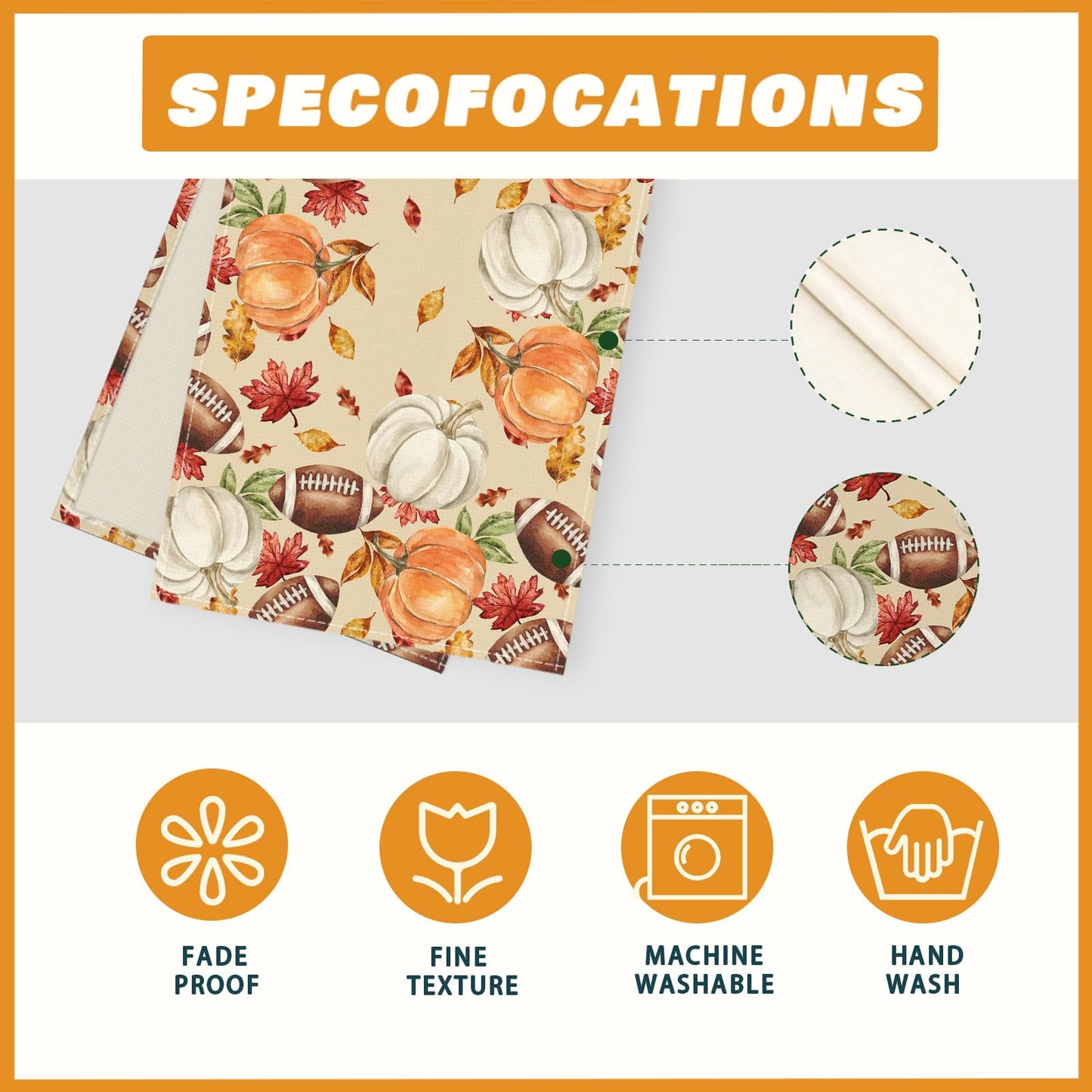 XCHI Fall Football Pumpkin Maple Leaves Table Runner Colored 13x108 Inch