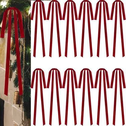 Dcocdeely 12 Pcs Velvet Christmas Bows 24x12in Wine Red Rustic Decor