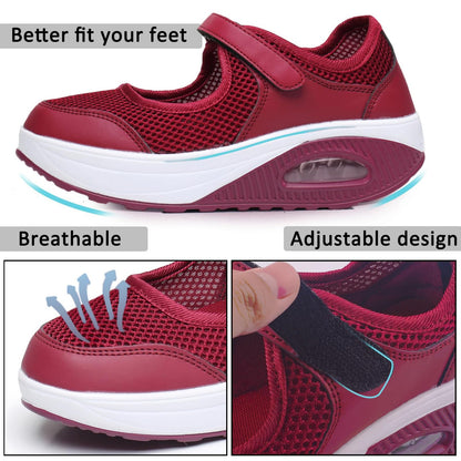 Git-up Women's Arch Support Walking Shoes Orthopedic Sneakers Red Size 9.5