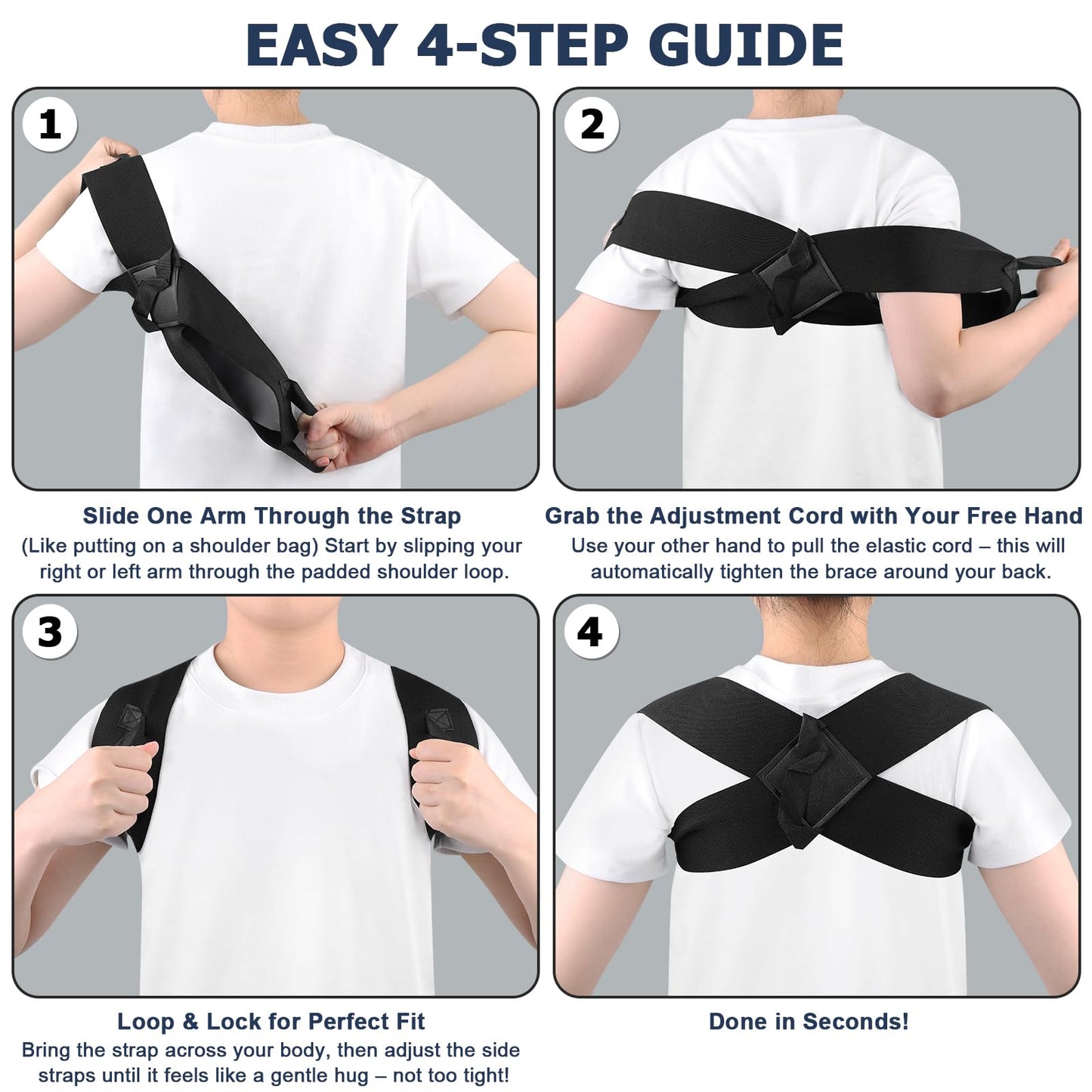 OFISKY Adjustable Posture Corrector Back Brace Pain Relief Black Size L
