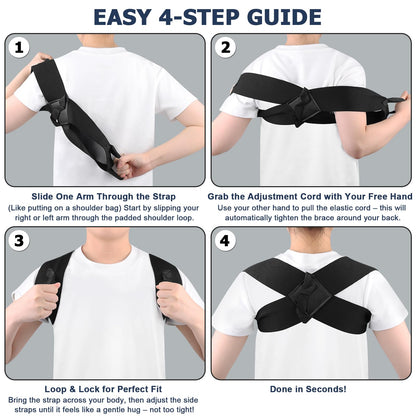 OFISKY Adjustable Posture Corrector Back Brace Pain Relief Black Size L