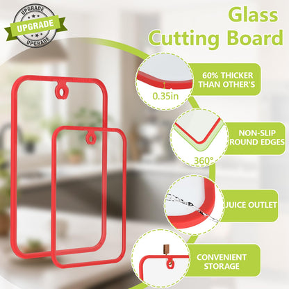 HORIBND Glass Cutting Board Set 2pcs Clear 15x10 Non-Slip Dishwasher Safe