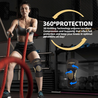 Lusenone Copper Knee Brace Compression Sleeve 2 Pack Black Size L