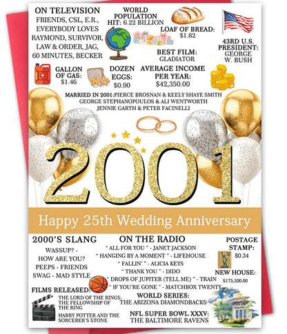 Hongshan 25th Wedding Anniversary Card for Couple Vintage hs-235