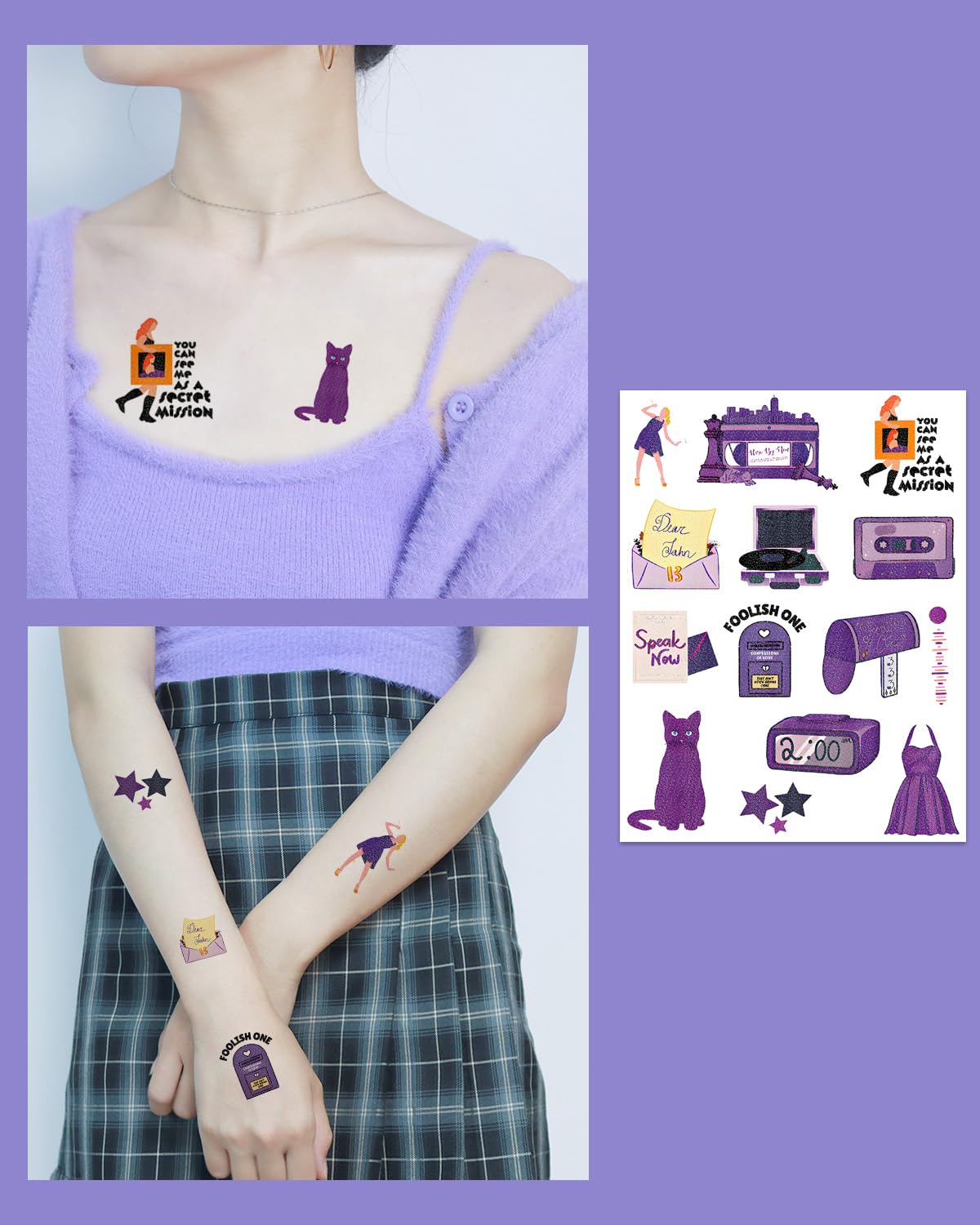 Onogola Party Glitter Temporary Tattoos Lucky Number 13 Stickers ST02