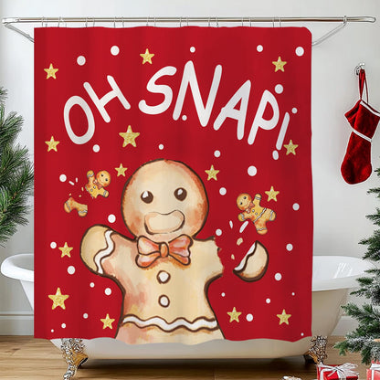 QIONG MENG Gingerbread Christmas Shower Curtain Fabric 71x71 Inch with Hooks