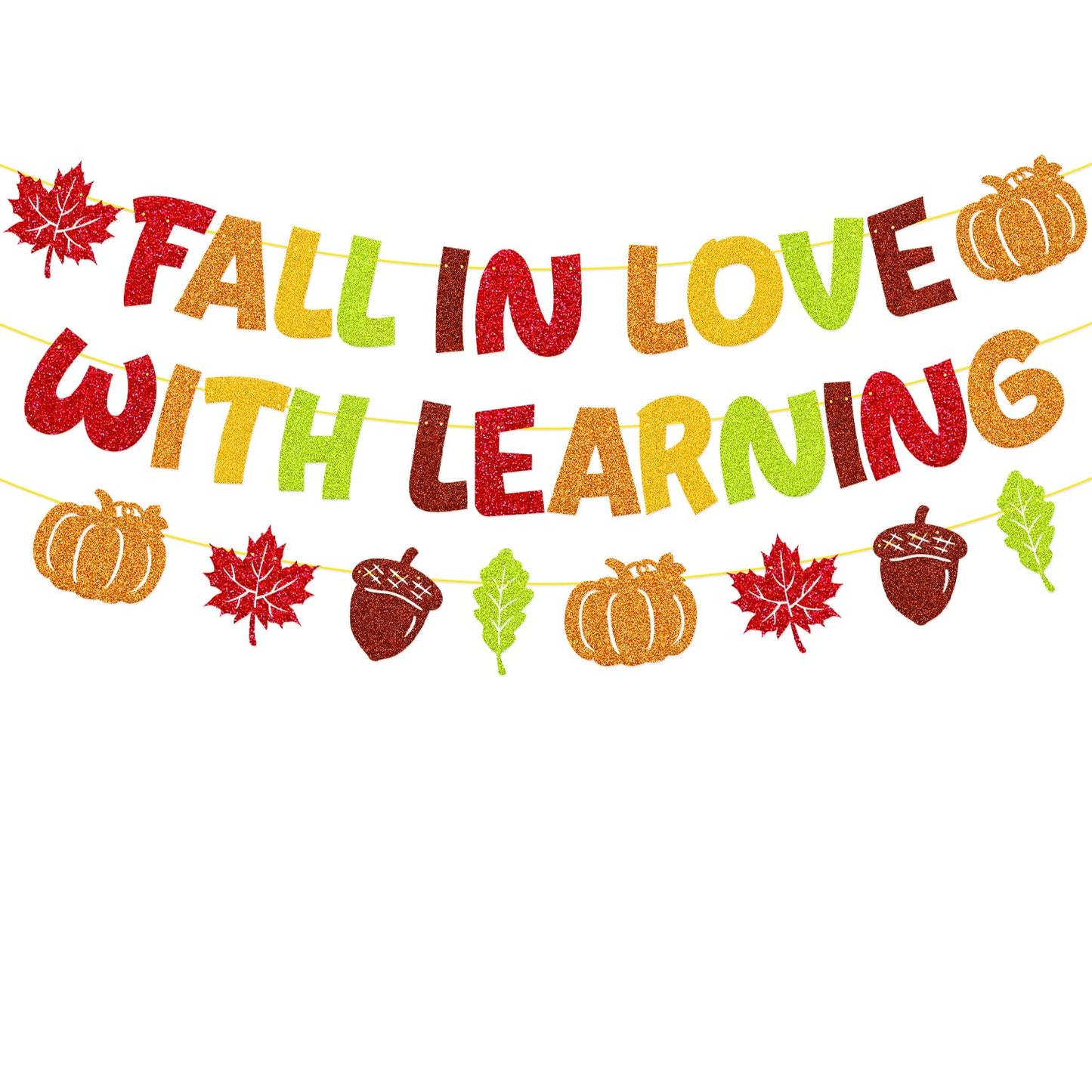 YWLACC Fall in Love with Learning Classroom Banner Autumn Leaves Pumpkin