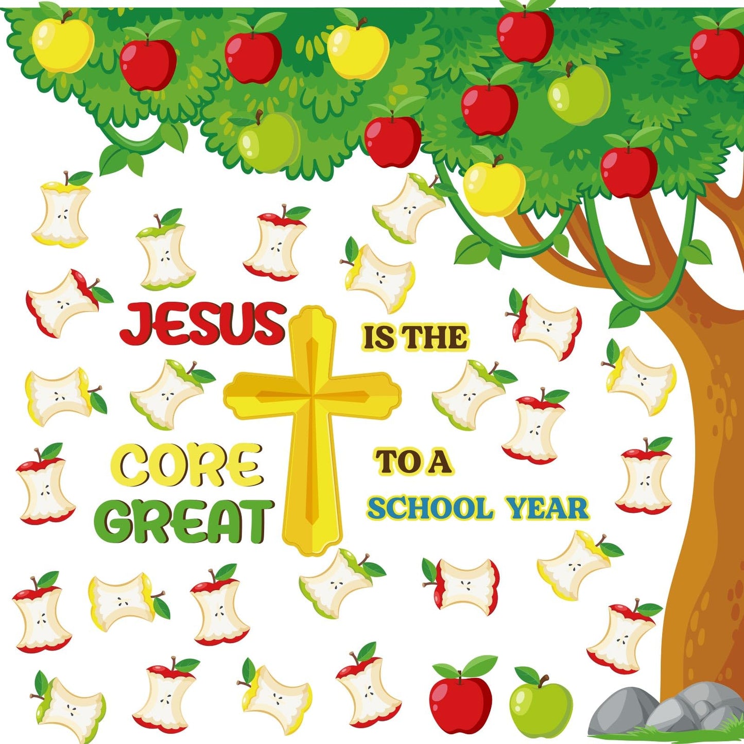 Zonon Religious Classroom Bulletin Board Set Christian Fall Apple Cutouts