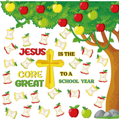 Zonon Religious Classroom Bulletin Board Set Christian Fall Apple Cutouts