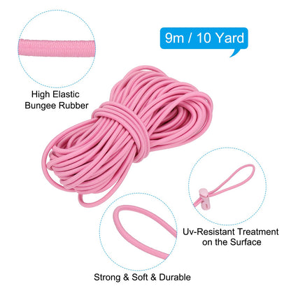 PATIKIL 10 Yard Elastic Bungee Cord & Cord Lock, Pink, 25 Pack