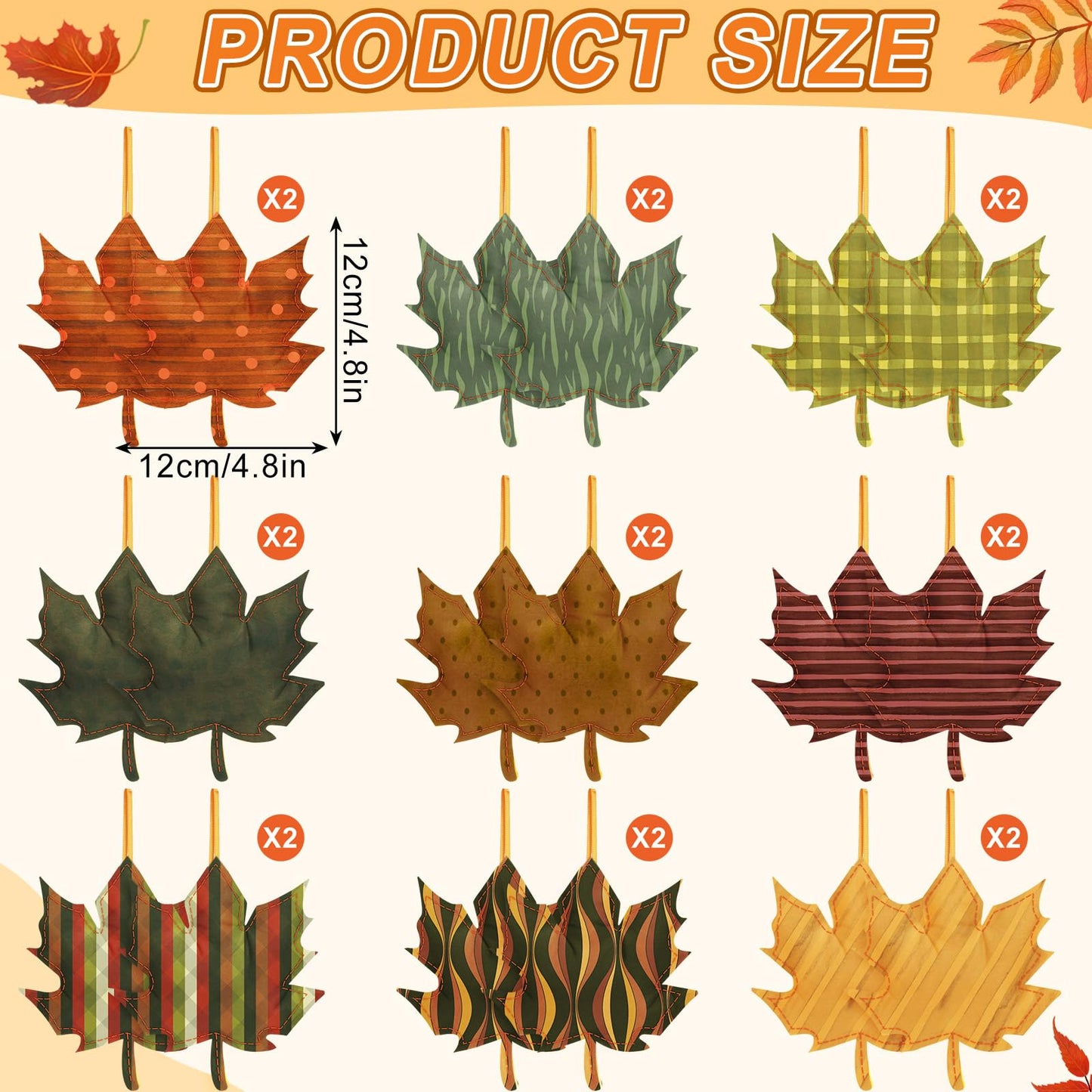 Soulchen 39 Pc Fall Thanksgiving Tree Ornaments Set Orange Brown Gold