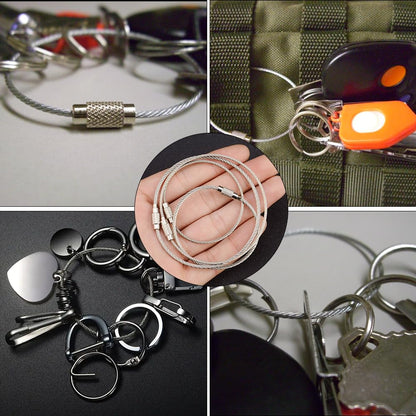 Biyrly Stainless Steel Round Keyrings 12 Pack Silver 28mm Flat Split Rings