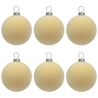 KI Store Beige Velvet Christmas Balls Ornaments 6pcs 2.36in Party Decor