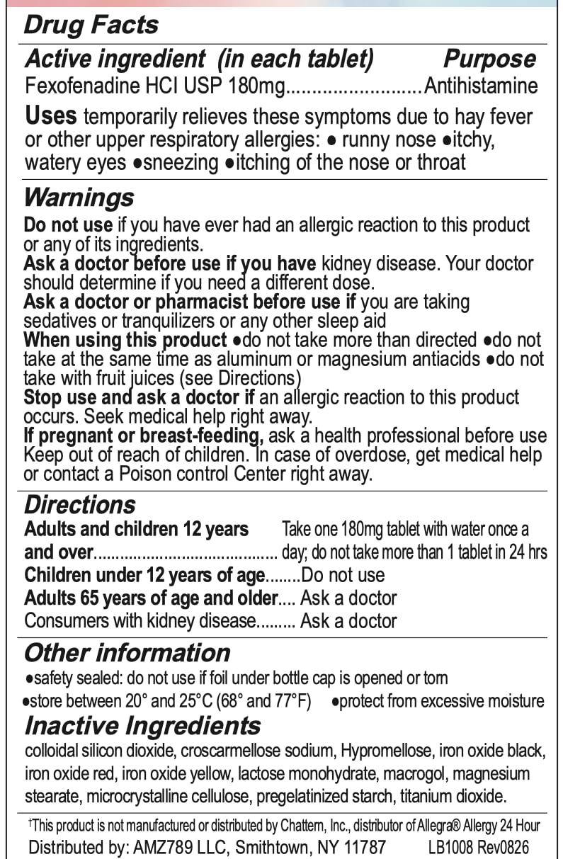 RXZELL Fexofenadine HCl 180mg 24-Hour Antihistamine Non-Drowsy 30 Count