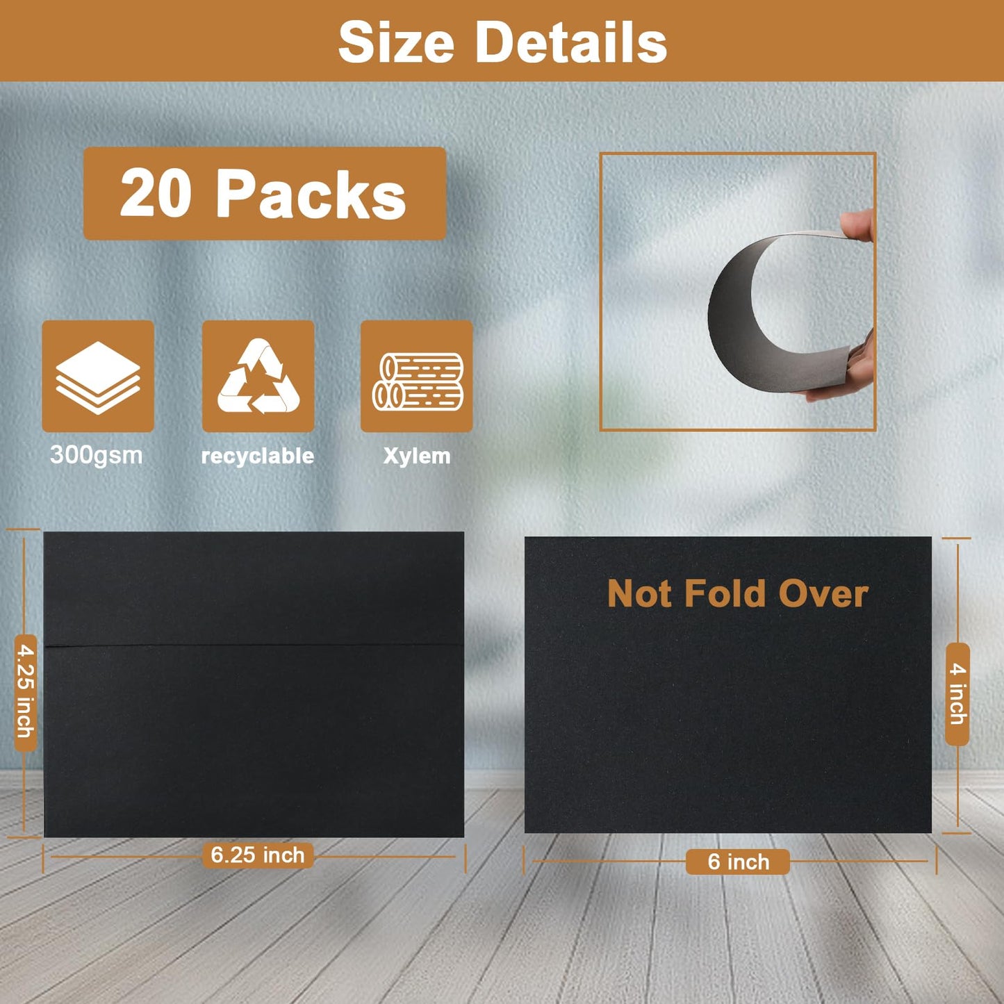 Silunkia Black Blank Greeting Cards 4x6 Heavyweight Flat Cardstock 20 Pack