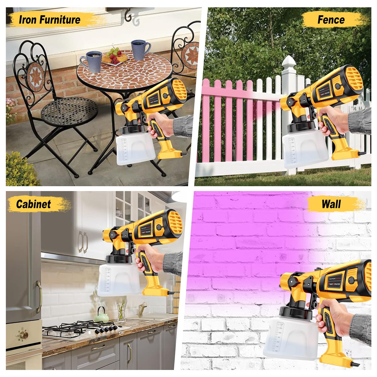MirrorZone Paint Sprayer Tool 800W Electric Spray Gun Yellow for Furniture