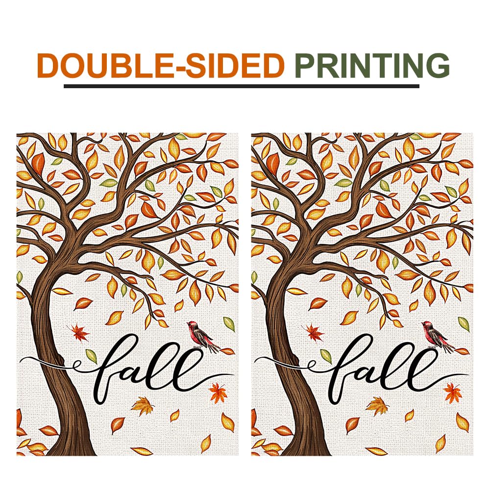 Decorhua Fall Garden Flag Burlap 12x18 Inch Double Sided Thanksgiving Maple Leaf