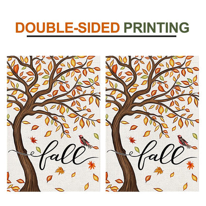 Decorhua Fall Garden Flag Burlap 12x18 Inch Double Sided Thanksgiving Maple Leaf