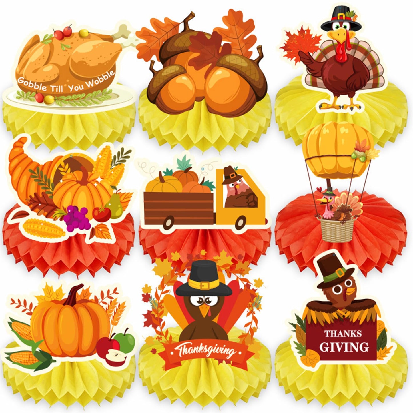 Qpout 9-Piece Thanksgiving Fall Party Table Centerpiece Decorations