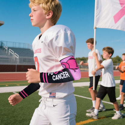 PABOBIT Breast Cancer Awareness Pink Ribbon Arm Sleeves Football 1 Pair Size