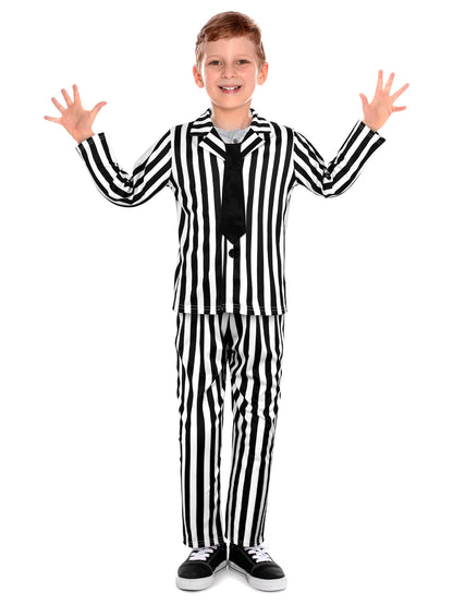 Haysandy Kids Halloween Black White Striped Suit Costume Size Large