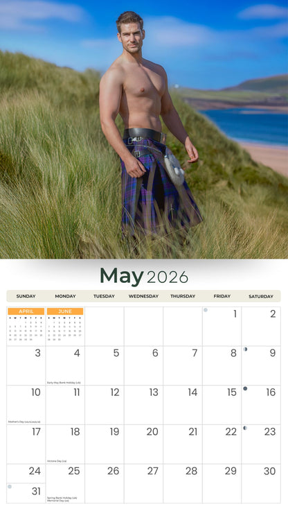 Just Calendars Men in Kilts 2026 Deluxe Wall Calendar 12x13.3 Large