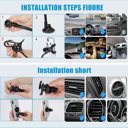 LoyaForba Universal Car Phone Mount 360° Dashboard Holder Black Rubber