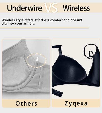 ZYQEXA Wireless Seamless Plunge Bra Black Racerback Size 38C