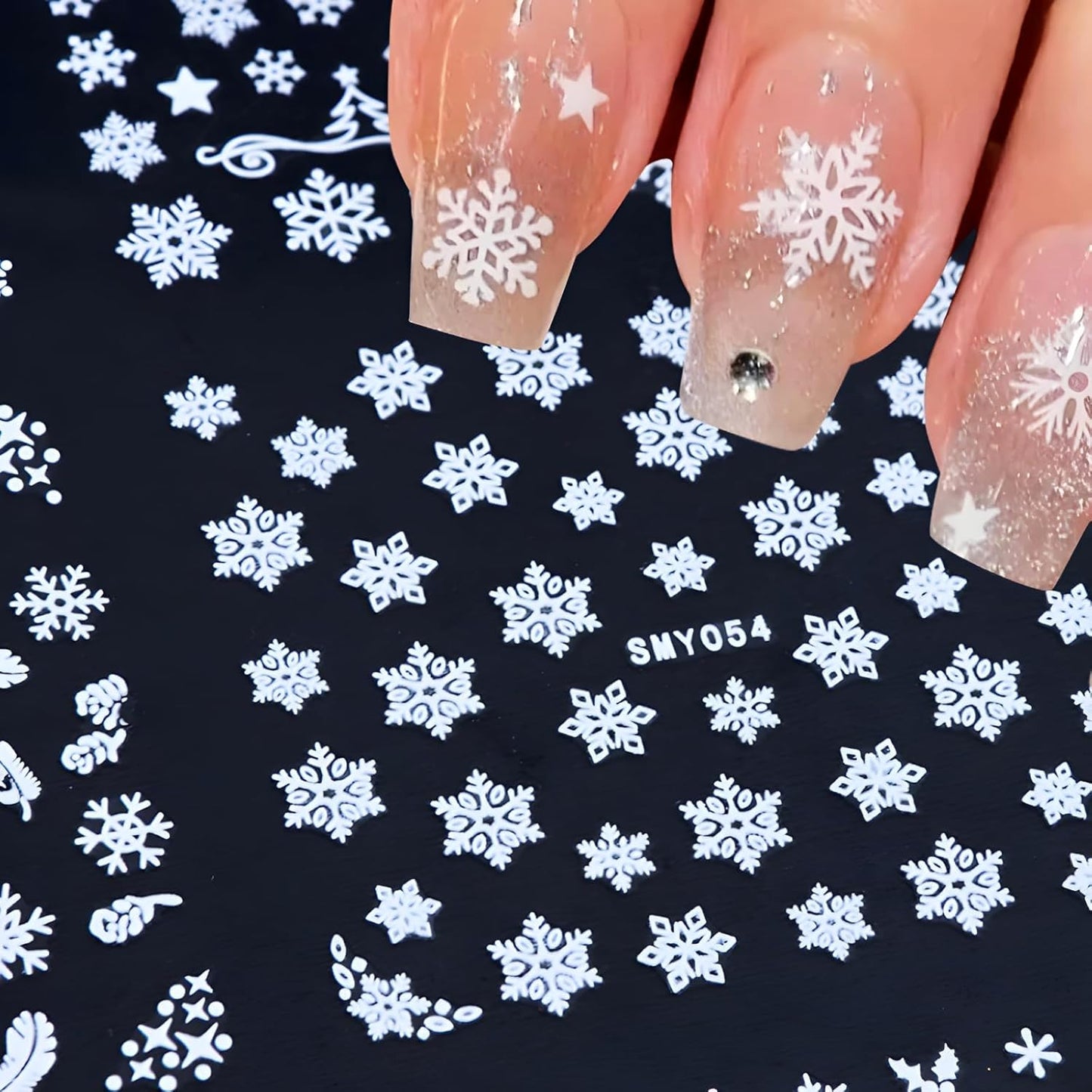 12 Sheets Snowflake Nail Art Stickers 3D Self Adhesive Winter Nail Decals