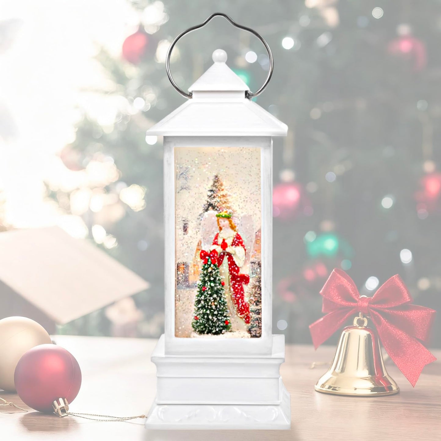 Little Glee Christmas Lantern LED Music Holiday Decoration Angel Tree Resin
