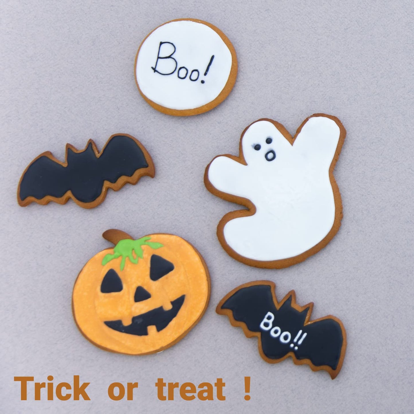JOB JOL Halloween Cookie Cutters 4 PCS Ghost Pumpkin Bat Skull 3.5-4.5"