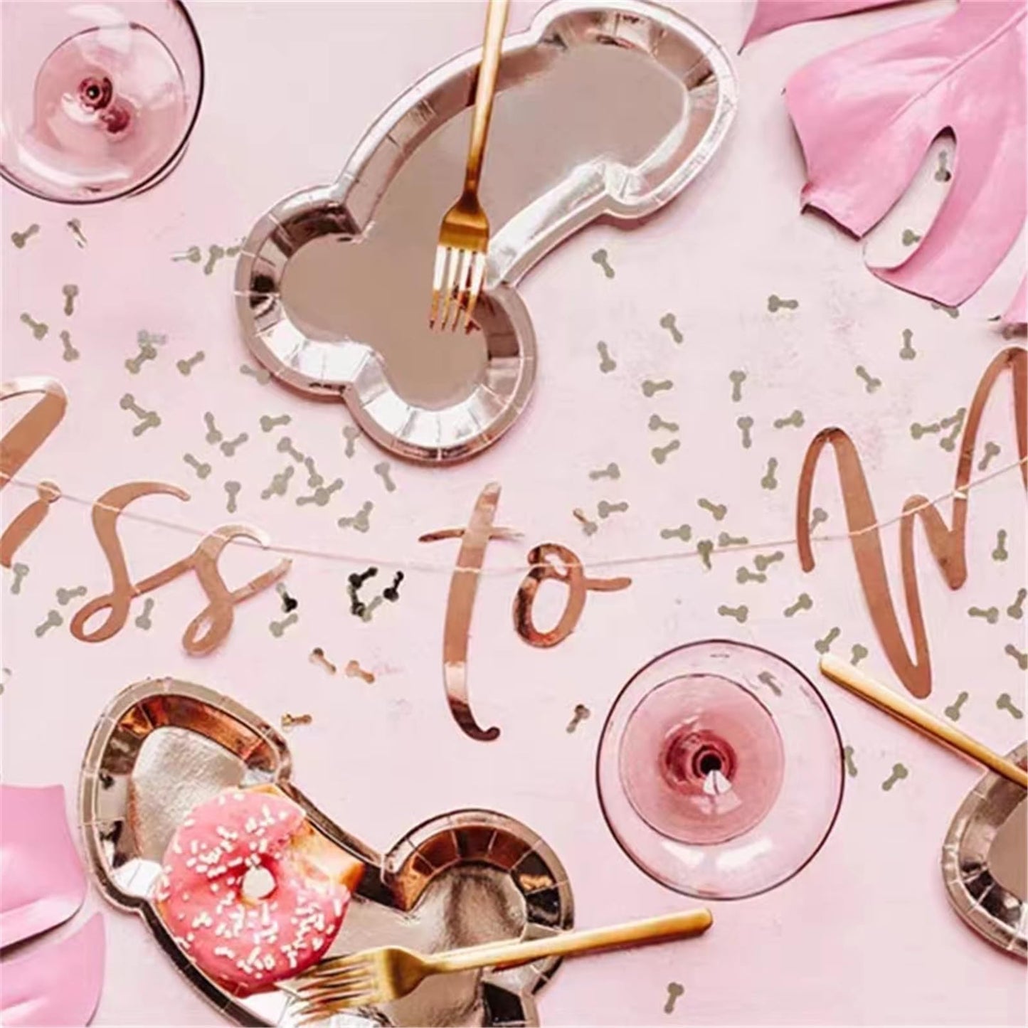 HQKJGSYX 10 PCS Disposable Glitter Party Plates Rose Gold Geometric Modern