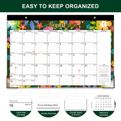 Lbylyhxc 2026-2027 18-Month Desk Calendar 17x12 Flowers Jan 2026-Jun 2027