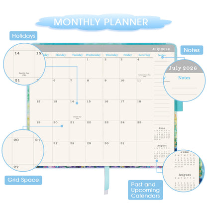 2024-2026 Pocket Planner 3 Year Monthly Calendar 6.3x3.8 Oil Painting