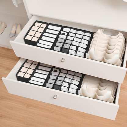 Cupic Cupid Drawer Organizer Set of 4 Foldable Black Closet Dividers