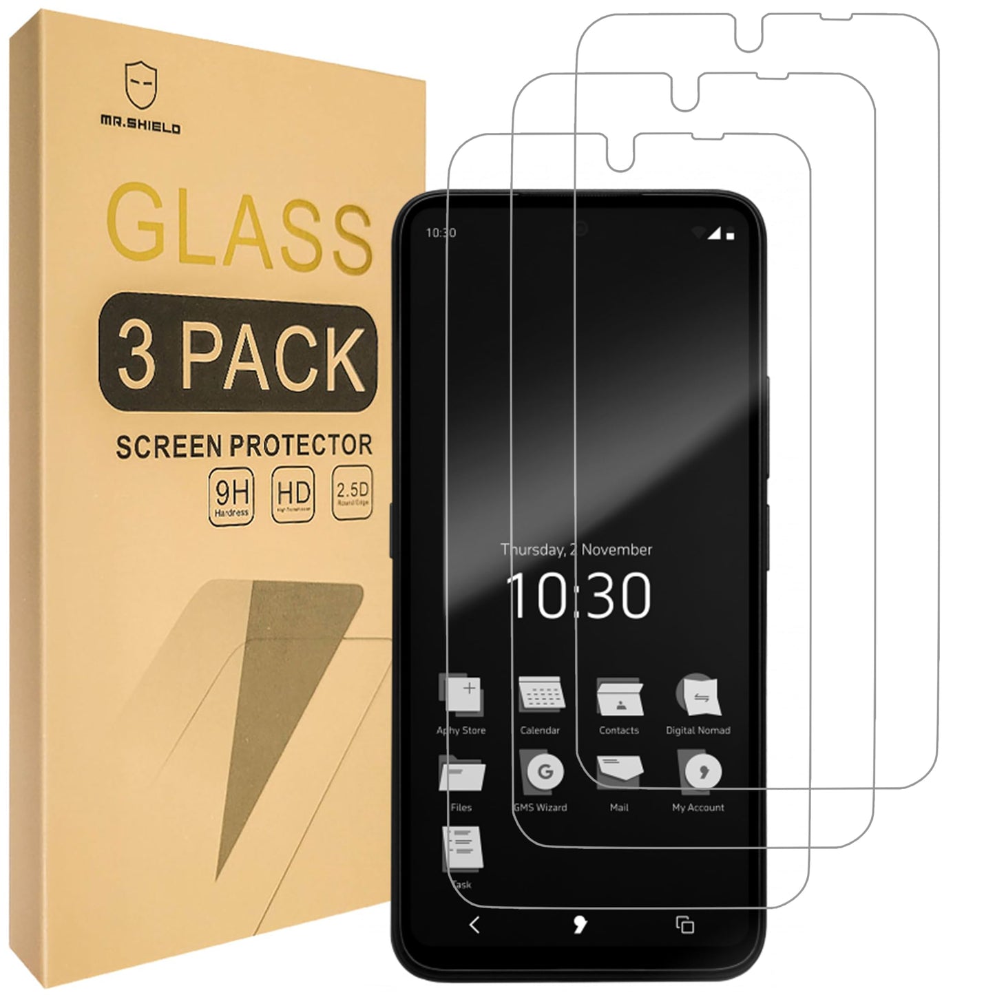 Mr.Shield Screen Protector for Punkt MC02 5G Tempered Glass Clear 3-Pack