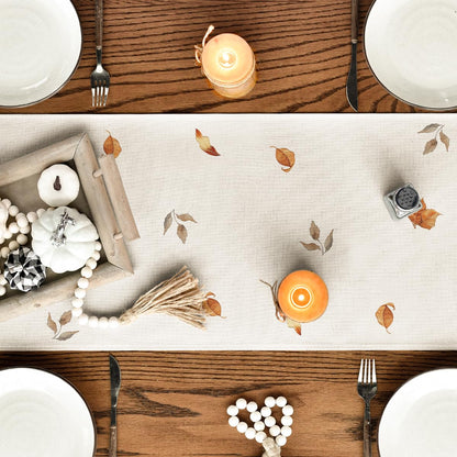 Artoid Mode Pumpkins Eucalyptus Table Runner 13x36 Inch Beige 210 GSM
