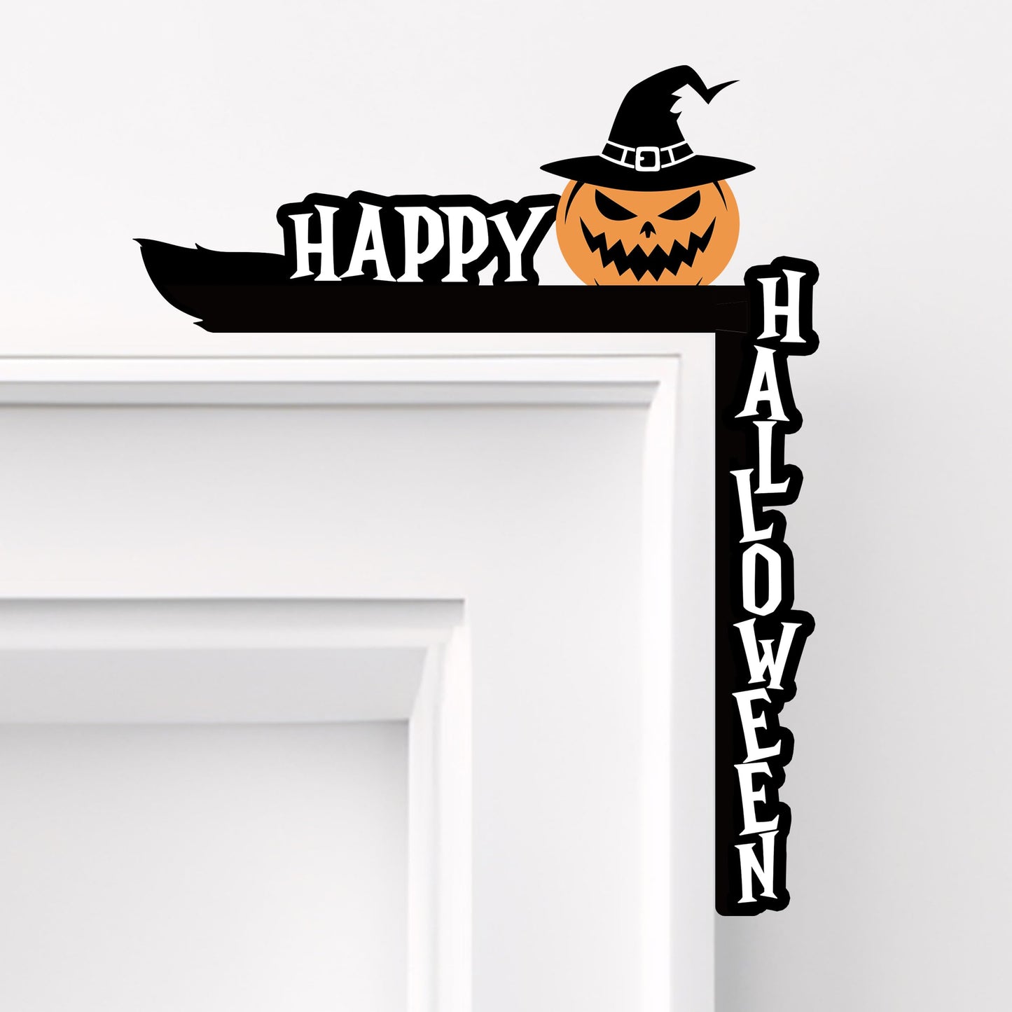 SIXEIGHT Halloween Pumpkin Witch Hat Door Corner Sign Decoration 8.5x6.9"