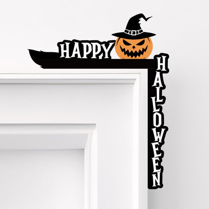 SIXEIGHT Halloween Pumpkin Witch Hat Door Corner Sign Decoration 8.5x6.9"