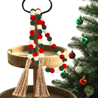 Canlierr Velvet Christmas Bead Garland 39in Neutral Flock Beads Tassels