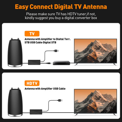 Docutca Smart Indoor TV Antenna 600+ Miles Range HD 4K 1080P Black Antenna-2043
