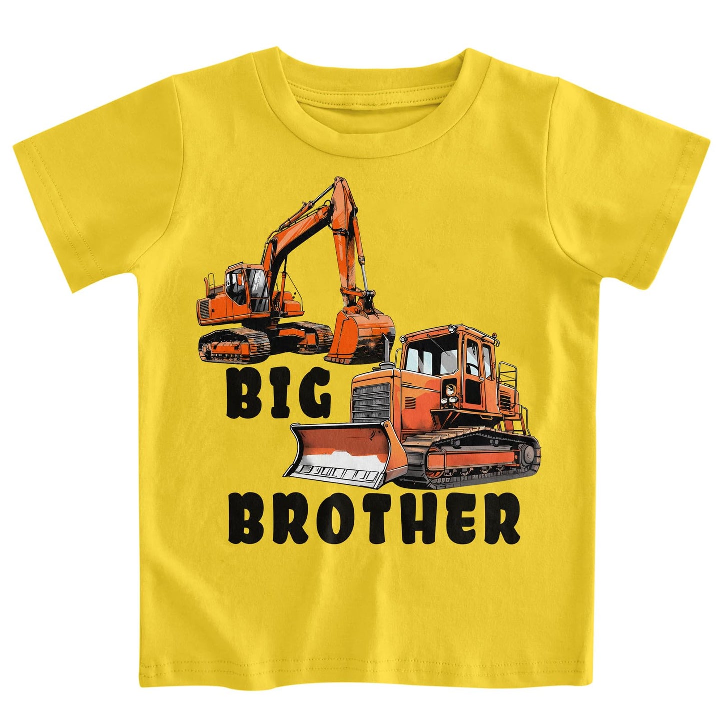 Funnycokid Big Brother Bulldozers Excavator Toddler Shirt Yellow Size 2-3T
