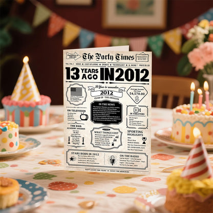 ZUDBBDSD 13th Birthday Card Boys Girls Party Decorations Retro Variety Pack