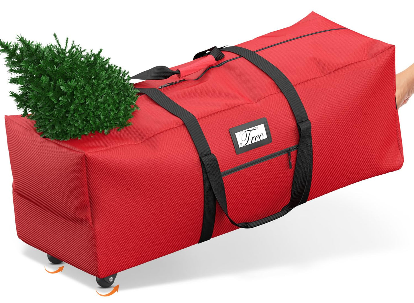 Mrrihand Christmas Tree Storage Bag Heavy-Duty 600D Oxford Red 7.5Ft