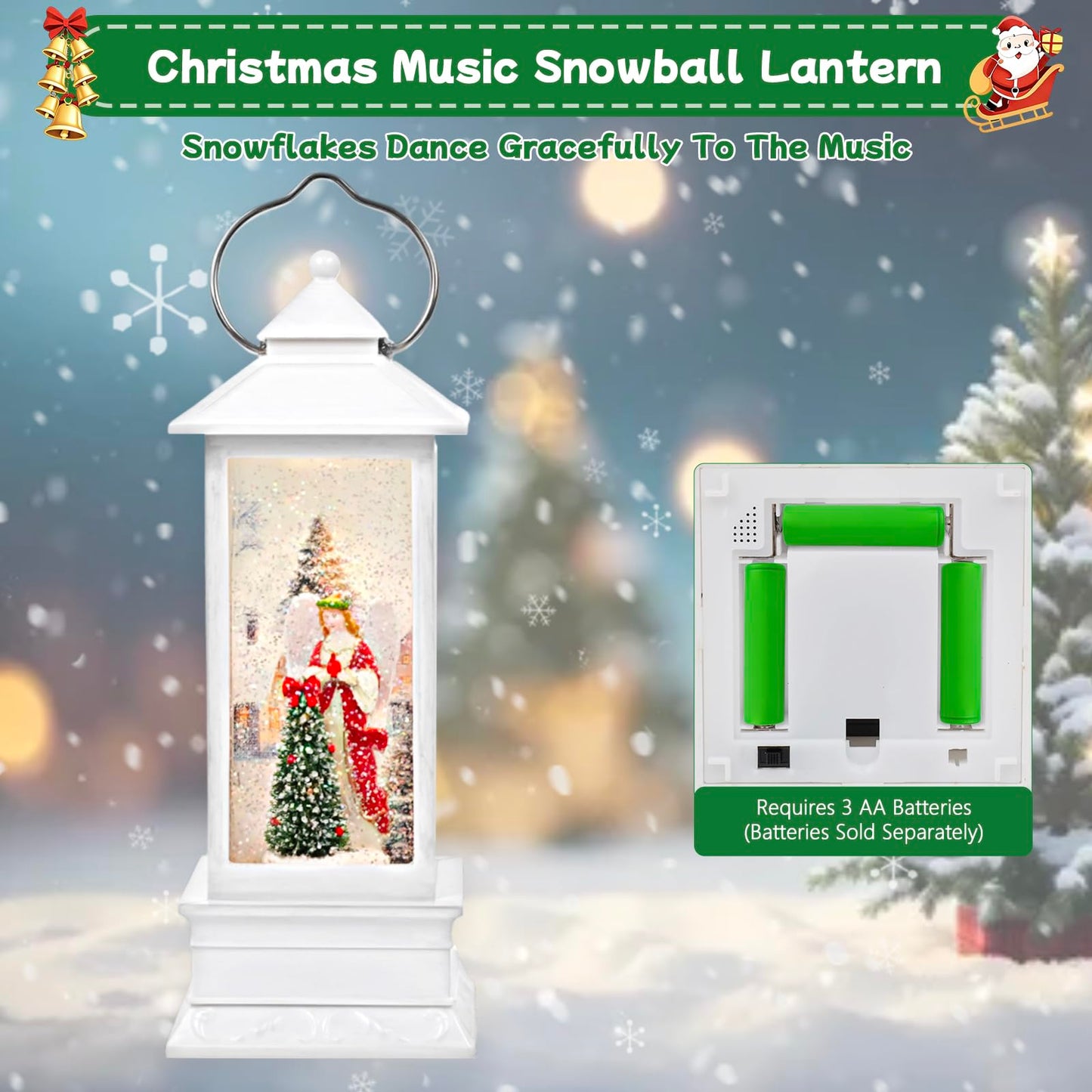 Little Glee Christmas Lantern LED Music Holiday Decoration Angel Tree Resin