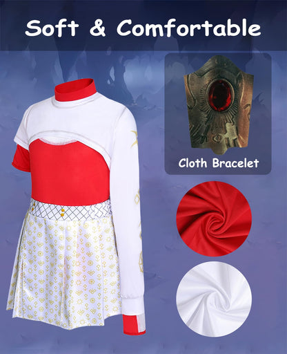 ACLGCSU Girls Zombie Cheerleader Costume 3PCS White Skirt Size 5-6 Years
